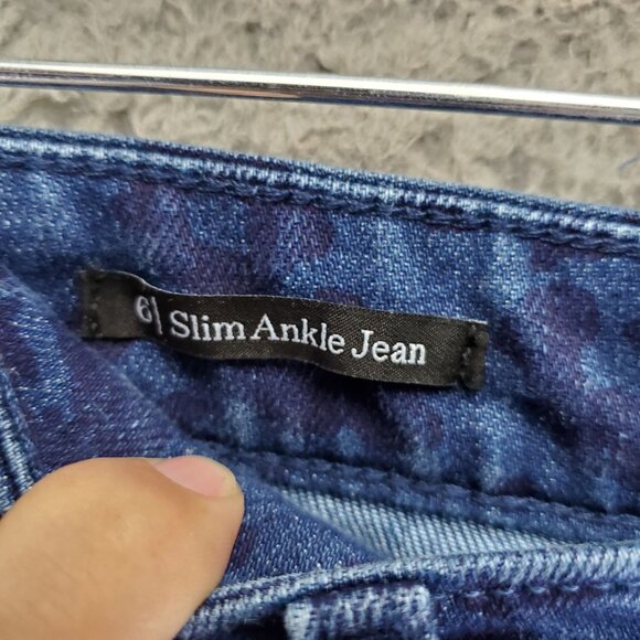 Talbots Jeans Womens Size 6 Blue Leopard Slim Ankle Cotton Blend - Picture 3 of 10